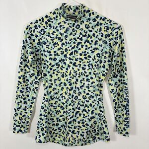 J. LINDEBERG ASA Print Soft Compression Top Womens XS Blue Yellow Animal Print